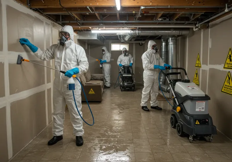 Basement Moisture Removal and Structural Drying process in Cameron, LA